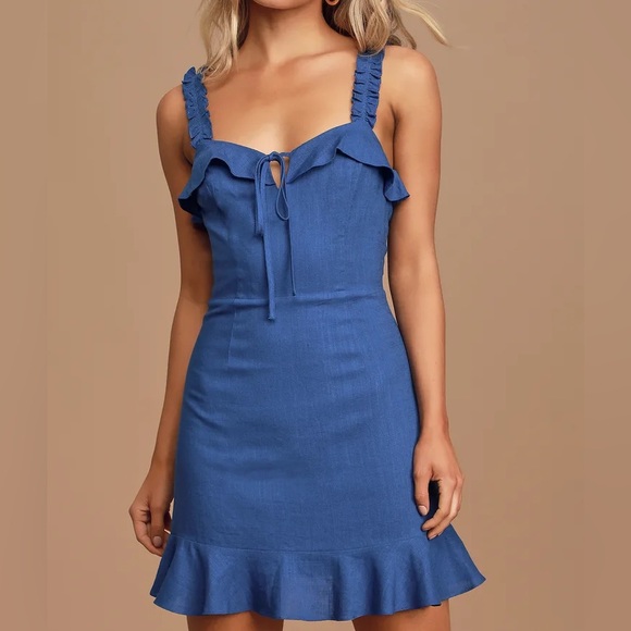 Lulu's Blue Ruffle Mini Dress - Picture 6 of 6